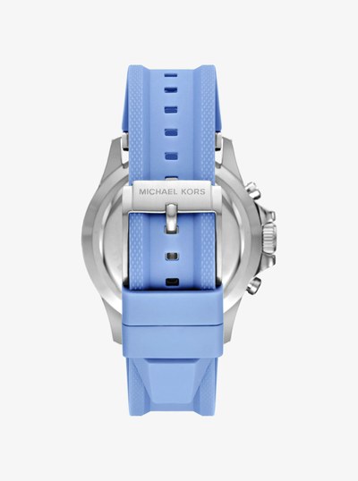 Oversized Everest Silver-Tone and Silicone Watch in SKY BLUE