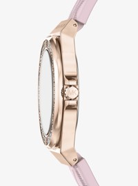 Lennox Pav&eacute; Rose Gold-Tone and Logo Silicone Strap Watch