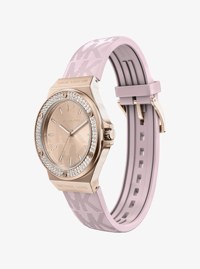 Lennox Pav&eacute; Rose Gold-Tone and Logo Silicone Strap Watch
