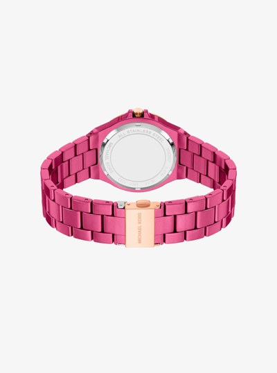 Mini Lennox Pav&eacute; Pink-Tone Watch in ROSE GOLD | Michael Kors