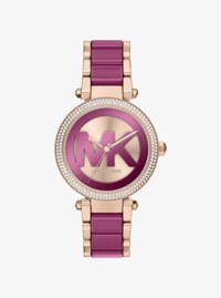 Oversized Parker Pav&eacute; Pink-Tone Watch