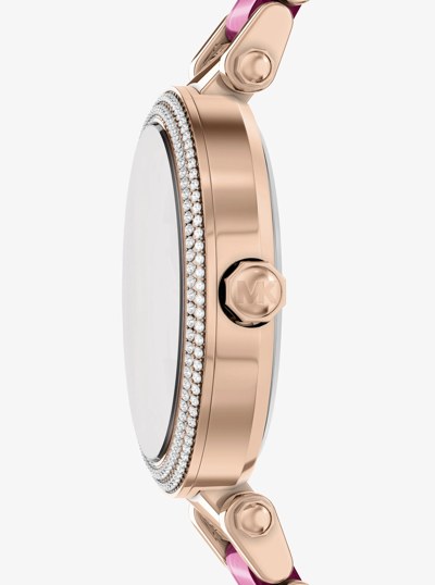 Oversized Parker Pav&eacute; Pink-Tone Watch in ROSE GOLD | Michael Kors