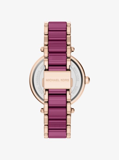 Oversized Parker Pav&eacute; Pink-Tone Watch in ROSE GOLD | Michael Kors