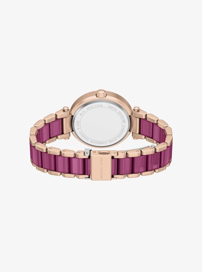 Oversized Parker Pav&eacute; Pink-Tone Watch in ROSE GOLD | Michael Kors