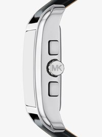 Monroe Silver-Tone and Leather Watch
