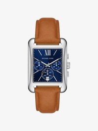 Monroe Silver-Tone and Leather Watch