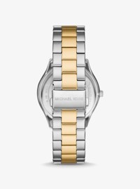 Oversized Aspyn Two-Tone Watch and Leather Card Case Gift Set