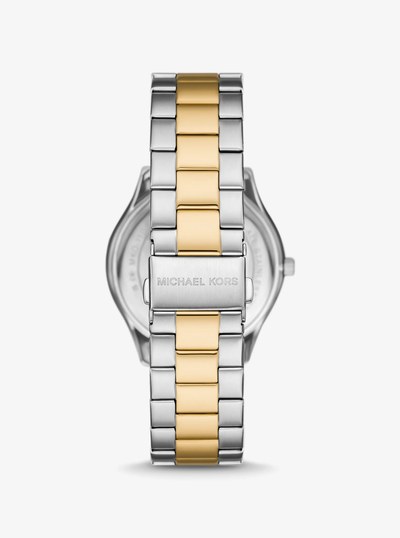 Oversized Aspyn Two-Tone Watch and Leather Card Case Gift Set in TWO TONE | Michael Kors