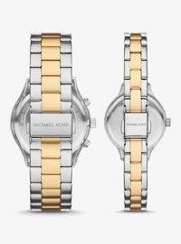 Aspyn His and Hers Pav&eacute; Two-Tone Watch Set