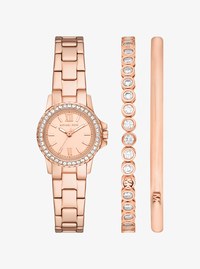 Petite Everest Pav&eacute; Rose Gold-Tone Watch and Bracelets Jewelry Gift Set