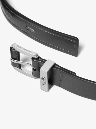 Cintur&oacute;n de piel con cadena de eslabones in NEGRO/PLATEADO | Michael Kors