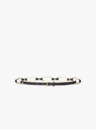 Chain Link Leather Belt in BLACK/GOLD | Michael Kors