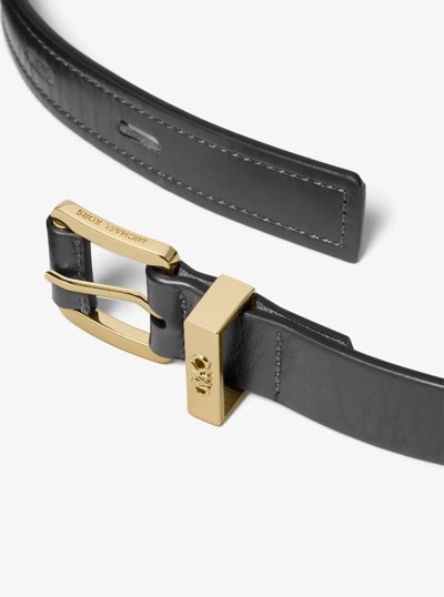Chain Link Leather Belt in BLACK/GOLD | Michael Kors