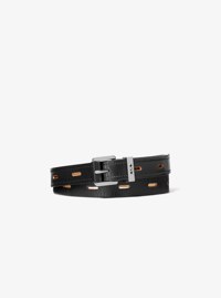 Ceinture en m&eacute;lange de cuir &agrave; d&eacute;coupes
