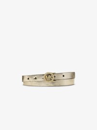 Metallic Leather Pav&eacute; Logo Belt