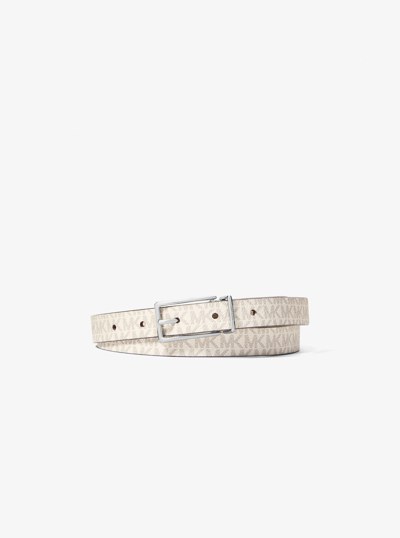 Reversible Signature Logo and Leather Belt in VANILLA | Michael Kors