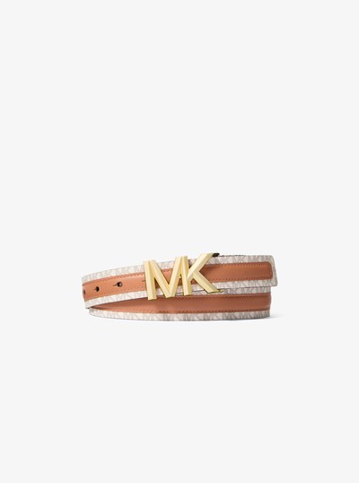 Signature Logo and Leather Belt in ACORN | Michael Kors
