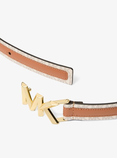 Signature Logo and Leather Belt in ACORN | Michael Kors