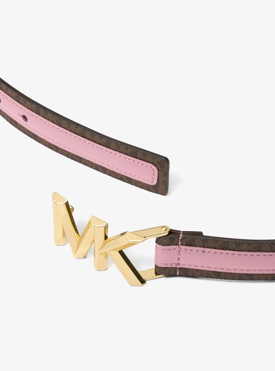 Signature Logo and Leather Belt in LT BOUQUET | Michael Kors