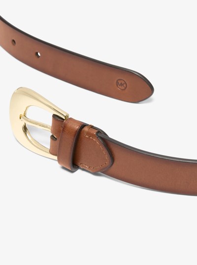 Burnished Leather Belt in LUGGAGE | Michael Kors