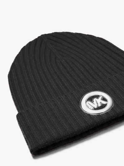 Ribbed Wool Beanie in BLACK | Michael Kors