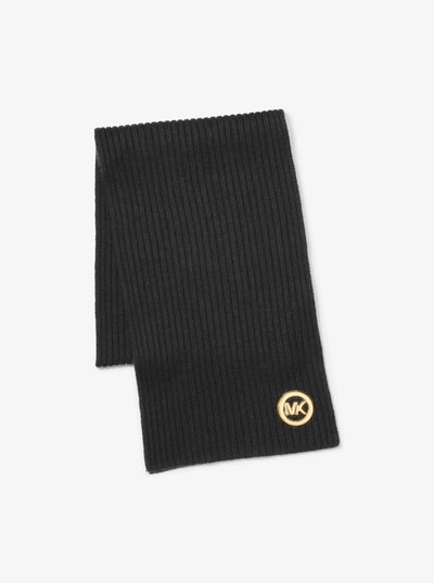 Ribbed Wool Scarf in BLACK | Michael Kors