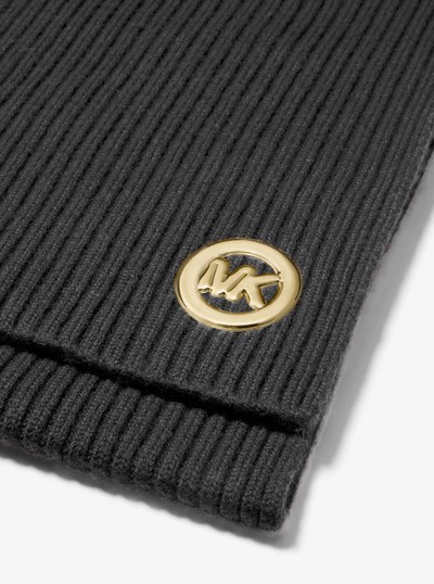 Ribbed Wool Scarf in BLACK | Michael Kors