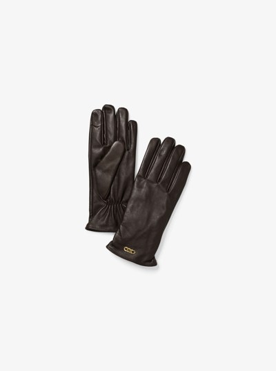 Leather Gloves in CHOCOLATE | Michael Kors