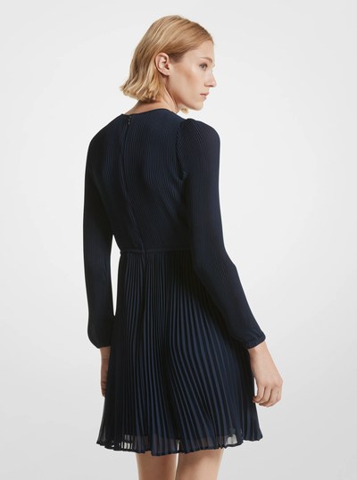 Georgette Pliss&eacute; Dress in MIDNIGHTBLUE | Michael Kors