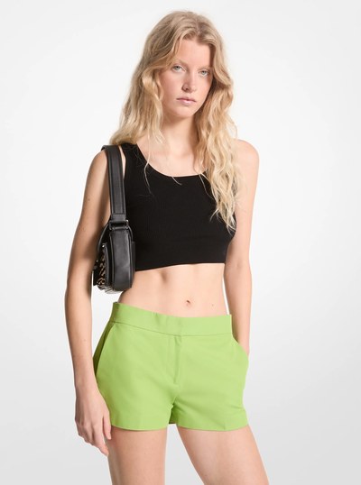 Cotton Blend Twill Shorts in GREEN APPLE | Michael Kors