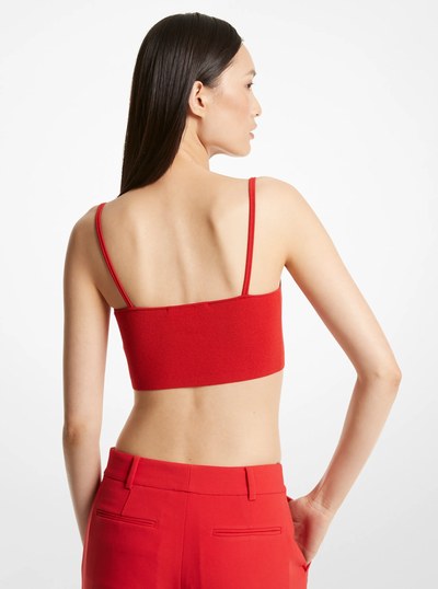 Ribbed Stretch Knit Cropped Tank Top