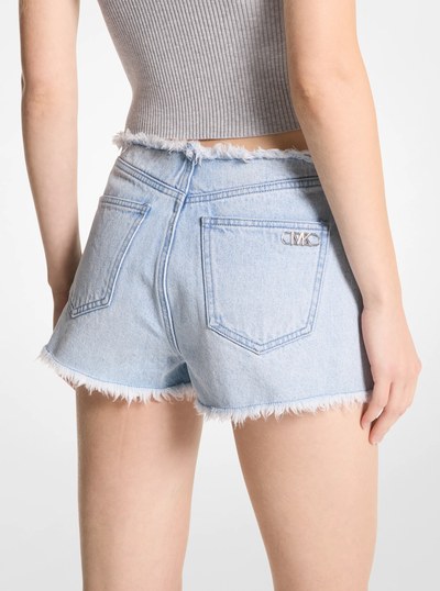 Frayed Denim Shorts in BLUE HAZE WASH | Michael Kors