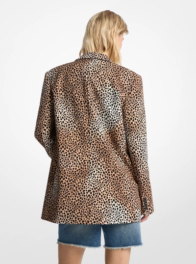Cheetah Print Stretch Crepe Blazer in BONE | Michael Kors