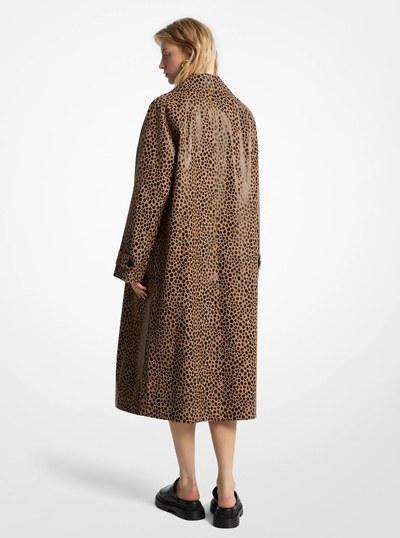 Cheetah Print Balmacaan Coat in CAFE | Michael Kors