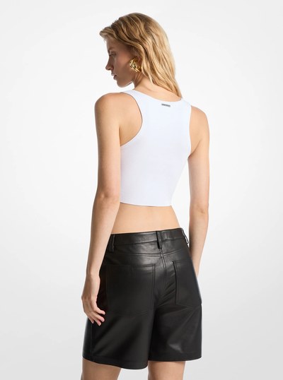 Boyfriend Leather Shorts in BLACK | Michael Kors