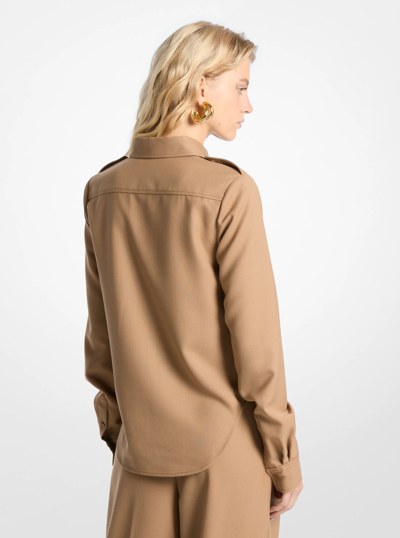 Wool Blend Utility Shirt in CAFE | Michael Kors