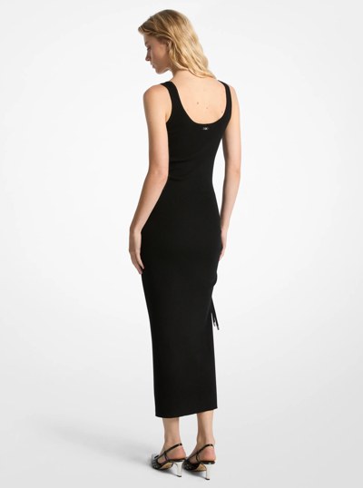 Stretch Wool Blend Ruched Tank Dress in BLACK | Michael Kors