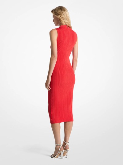 Ribbed Mock Neck Midi Dress in BURNT SIENNA | Michael Kors