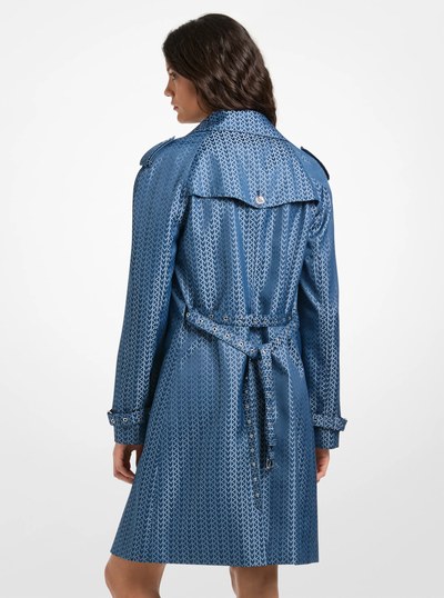 MK2000 Logo Jacquard Trench Coat in RIVER BLUE | Michael Kors