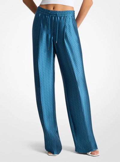 MK2000 Logo Jacquard Satin Track Pants in RIVER BLUE | Michael Kors