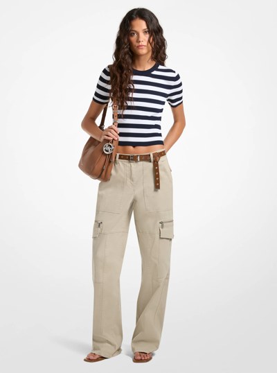 Stretch Cotton Utility Cargo Pants in STONE | Michael Kors