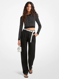 Pantal&oacute;n de sarga el&aacute;stico plisado de mezcla de lana