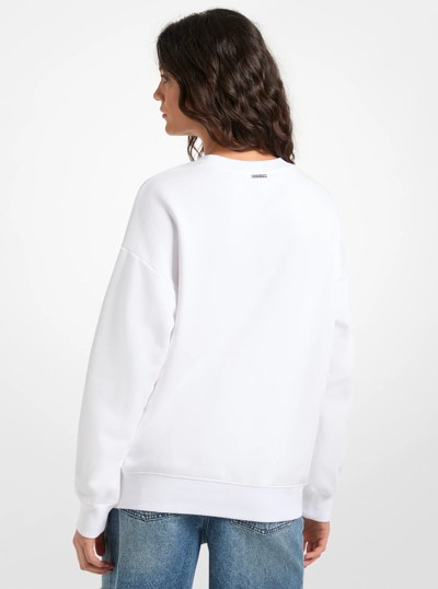 Logo Embossed Cotton Sweater in WHITE | Michael Kors