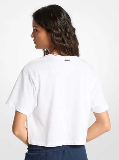 Logo Embossed Cotton T-Shirt in WHITE | Michael Kors