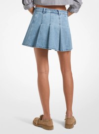 Mini-jupe pliss&eacute;e en denim