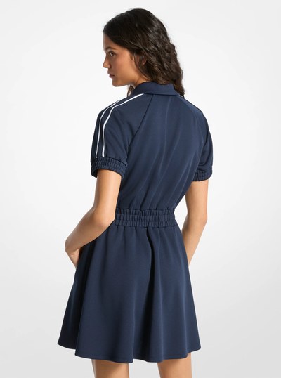 Piqu&eacute; Zip-Up Mini Dress in MIDNIGHTBLUE | Michael Kors