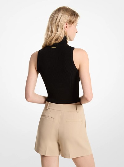 Pleated Crepe Shorts in KHAKI | Michael Kors