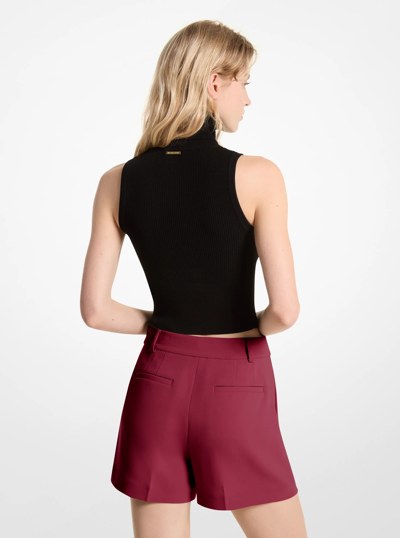 Pleated Crepe Shorts in DEEPMULBERRY | Michael Kors
