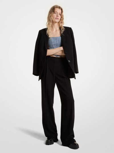 Crepe Wide-Leg Pants in BLACK | Michael Kors