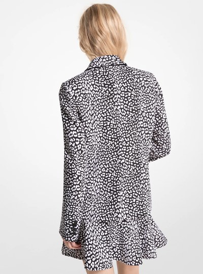 Leopard Print Stretch Crepe Blazer in BLACK/WHITE | Michael Kors